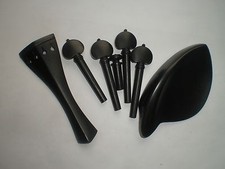 1 Set Black Ebony Fiddle Parts 4/4 with Tail Piece Chin Rest Pegs End Button