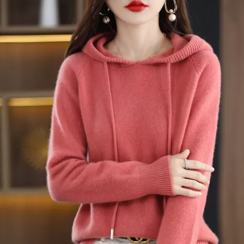 Winter Women Cashmere Sweater Casual Hoodie Pullover Hooded Knitted Tops Jumper - Picture 7 of 28