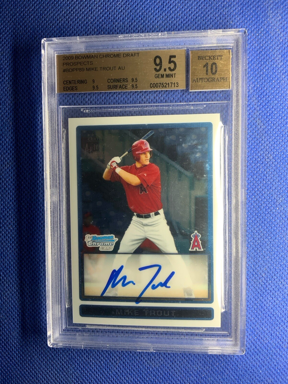 2009 BOWMAN CHROME DRAFT PROSPECTS #BDPP89 MIKE TROUT RC AUTO BGS 9.5 / 10