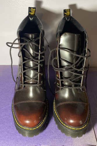 Dr. Martens Averil Leather Heeled Platform Boots Women's 9 US Cherry Red *NEW* - Picture 3 of 8