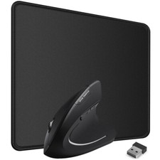 Heavy-Duty NEW 2.4G Wireless Vertical Ergonomic Optical Mouse Mouse Pad for PC