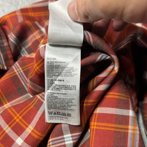 Marmot Shirt Mens Small Red Orange Plaid Button Up Polyester Wool Blend Outdoor - Picture 11 of 11