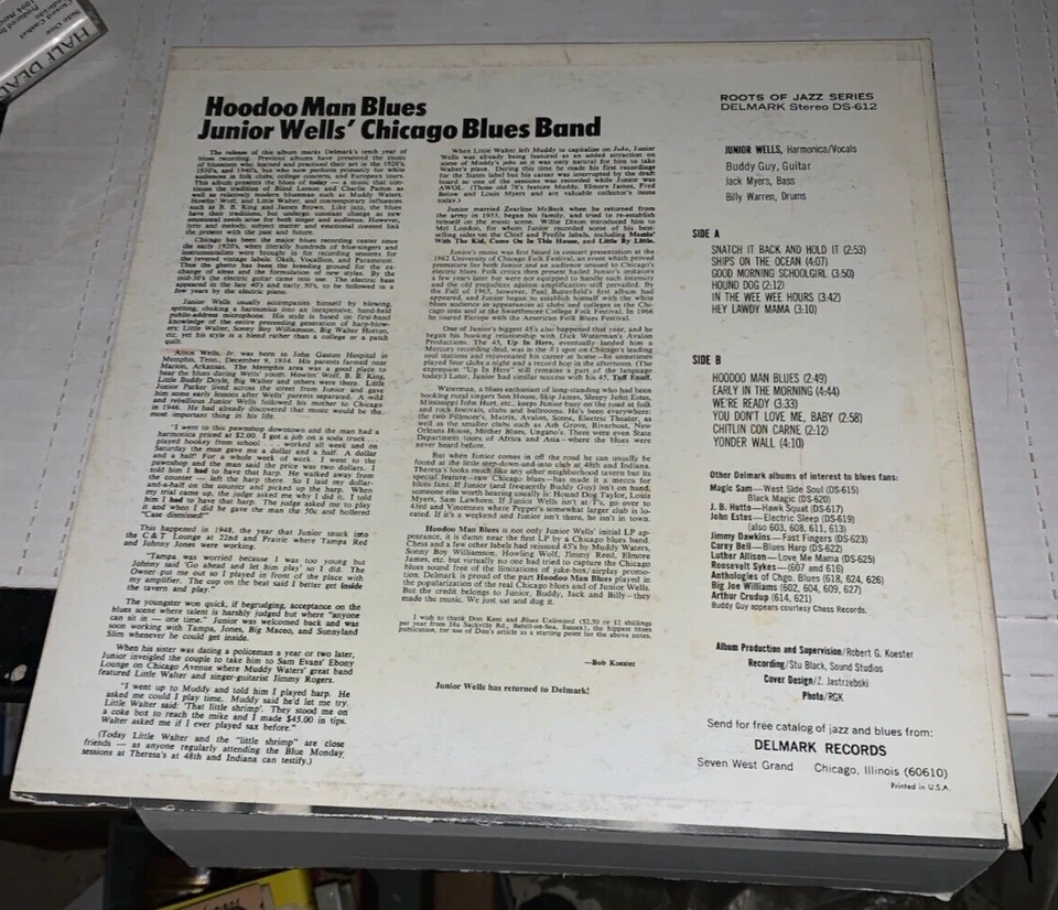 Hoodoo Man Blues Junior Wells Buddy Guy 1969 Vinyl Delmark Records Rare Chicago - Image 2 of 4