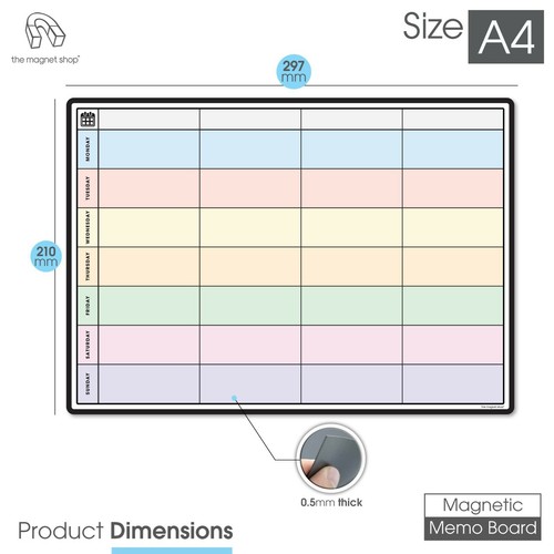 Magnetic Weekly Planner, Dry Wipe Fridge Whiteboard or Dry Erase Memoboard - Picture 25 of 35