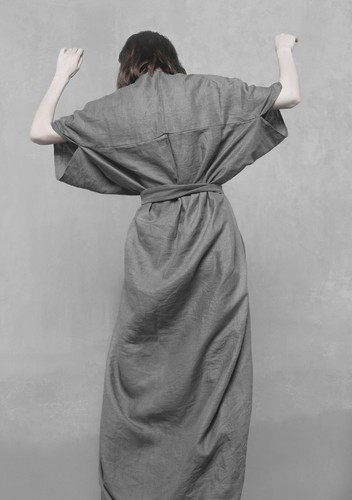 Boho Kimono. Linen Kimono Style Dress. Kimono Cocoon coat. Linen Kimono Duster - Picture 7 of 30