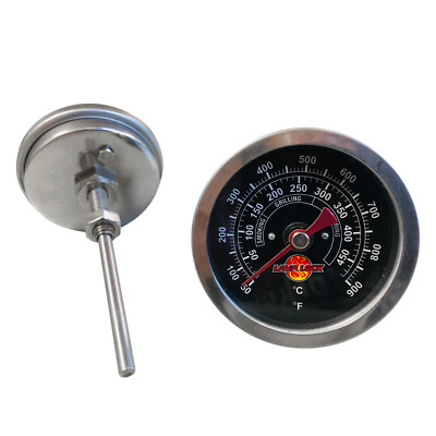 LavaLock  2 in. Black Face BBQ Grill Thermometer 50F-900F Hi Temp M8 x 3'' Stem
