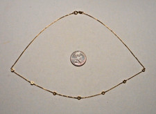 Vintage Italian 14K Yellow Gold Fine Chain Necklace w 7 Tiny Diamonds 2g 16" L