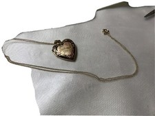 1/20 14 KT Gold Filled Enameled Flower I Love You Heart Locket Chain Necklace