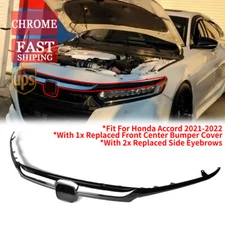 For Honda Accord 10.5th 2021-2022 Glossy Black W/ Chrome JDM Style Front Grille