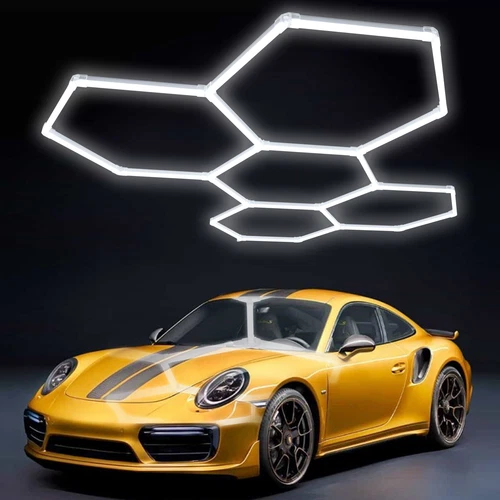 5 Illuminazione LED Esagonale Esagonale Dettagli Auto Vendita Garage Officina Casa Palestra Parete - Foto 8 di 19