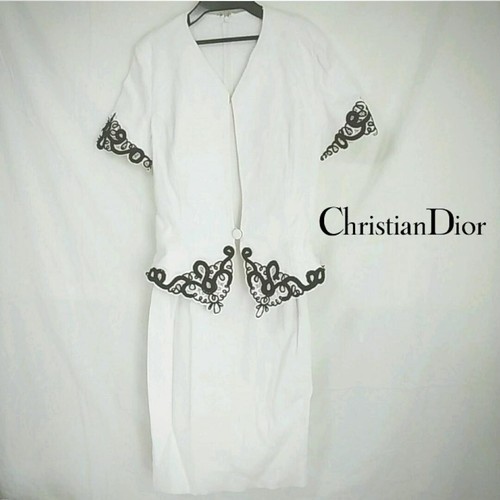 Christian Dior Cotton Vintage Women Docking Dress with Jacket Sz 13 Black White - Picture 5 of 7