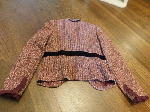 KENNETH COLE NEW YORK Suit Blazer Jacket Coat sz 4 Tweed Cranberry Velvet Accent - Picture 10 of 12