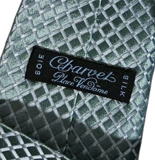 Corbata CHARVET Para Hombre 100% Seda LUJO Corbata XL Verde Geométrica W:3.7" Usada en Excelente Condición  Foto 2 de 4