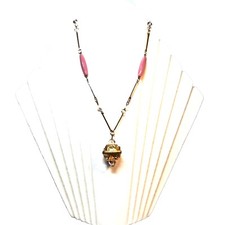 Art. 45 Collana Color Rosa Lunga cm 80 con Pendente New Old Stock