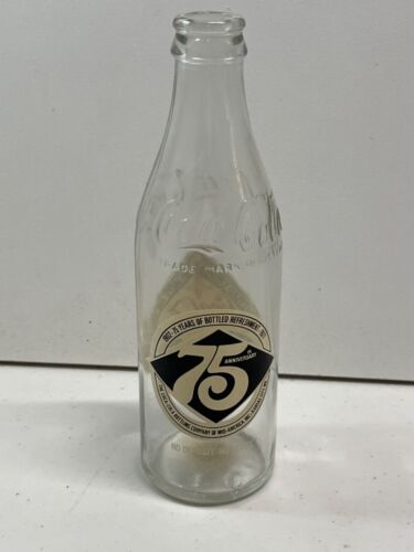COCA-COLA 75th Anniversary Bottle*Chattanooga Bottling*VTG 1974*Black White - Picture 1 of 6