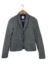 GAP The Academy Blazer Size 0 Gray Navy Elbow Patches Wool Blend Academia