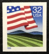 1995 Scott #2919, 32¢, FLAG OVER FIELD - Booklet Single - Mint NH -  