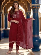 Bollywood Designer Ethnic Kurti Set Indian Women Tunic Kurta Pant Dupatta Set