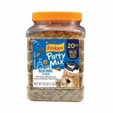 Purina Friskies Party Mix Beachside Crunch, Cat Treats, Shrimp, Crab, & Tuna, 20