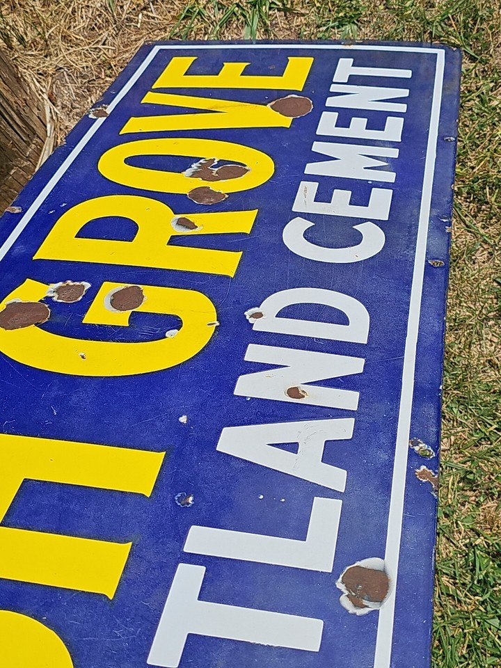 Ash Grove Portland Cement Porcelain Sign Original Advertising 40" x 14