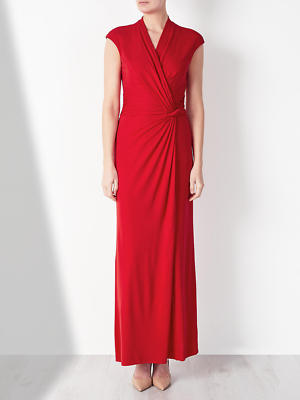 John Lewis drapiertes Kleid mit gedrehter Taille, himbeerrot - neu mit Etikett UK-Größe 16 UVP 120 £