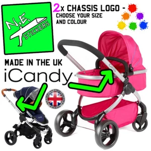 PAIR OF 12cm large NEW logo REPLACEMENT iCandy autocollants vinyle pram buggy châssis