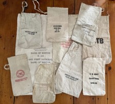 Lot of 10 Vintage Bank/Numismatic Canvas Bags - Empty - Mixed Designs - Used