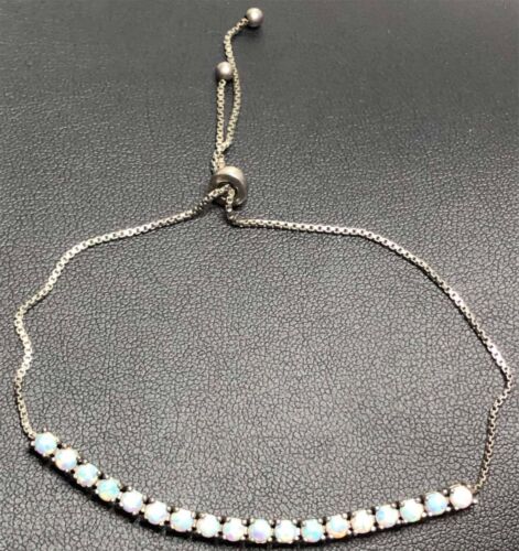 2634 FAS 925 Sterling silver Opal adjustable chain tennis Bracelet