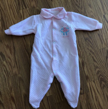 Vintage Pink Baby Girls Sleeper No Size tag see measurements