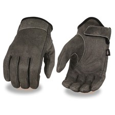 Milwaukee Leather 7511 Men's Distressed Gray Motorcycle Rider Gloves W/ Gel Palm