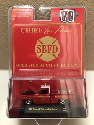 M2 Machines would like to introduce you to the 5th release in the Hobby Exclusive Collection (31500-HS05). Our 1979 Chevrolet Scottsdale Sport skinned in a Black and Pink Pearl two tone color