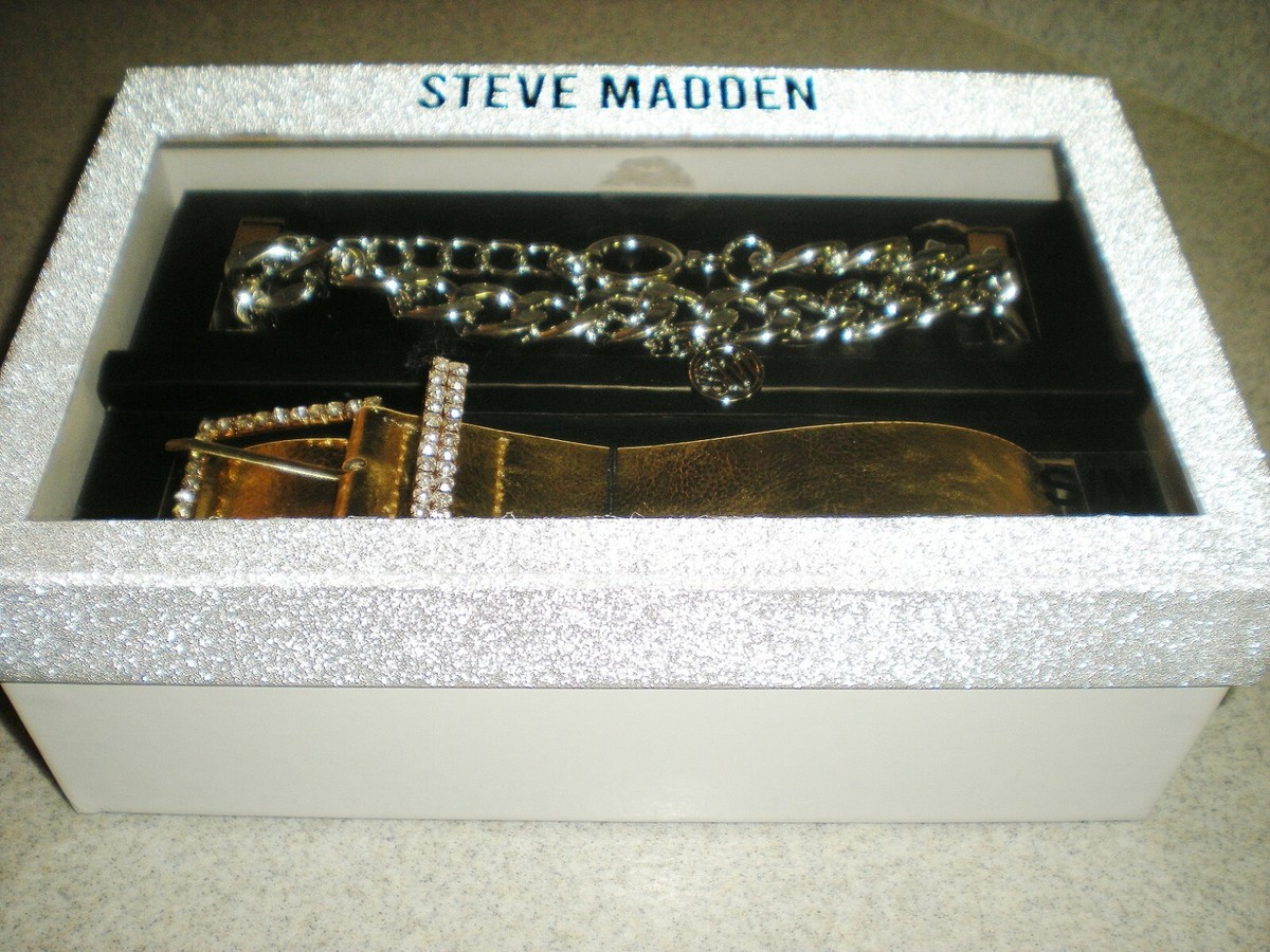 2 Belts Steve Madden Gift Box Set Small Medium Gold tone  display picture 1