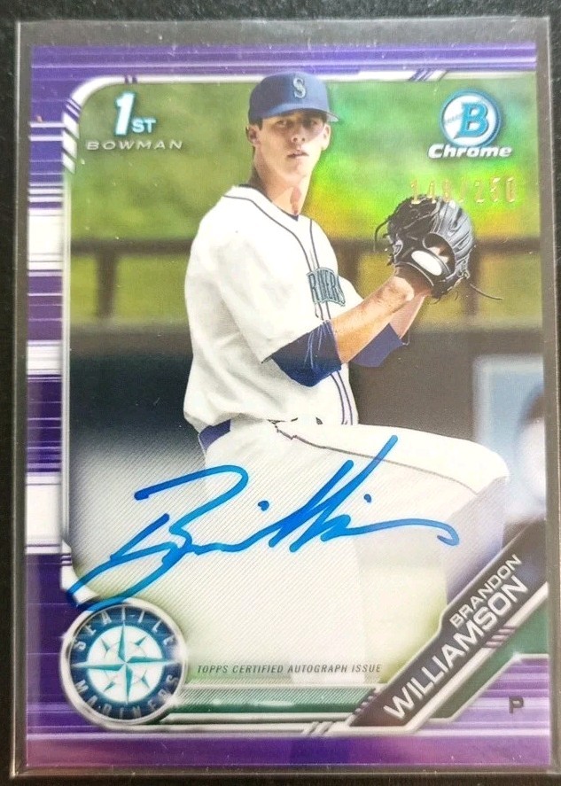 Brandon Williamson Auto 2019 Bowman Chrome 1st Bowman Blue /250