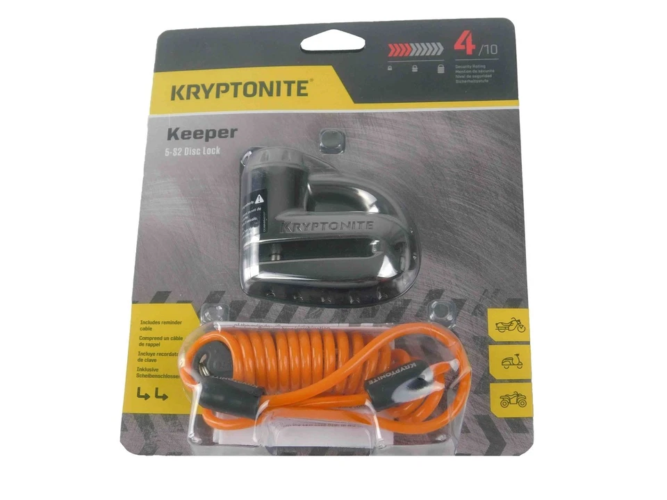 Kryptonite Keeper 5-S2 Disc Lock Black w/Reminder and 410 4ft Looped Cable - Image 2 of 4