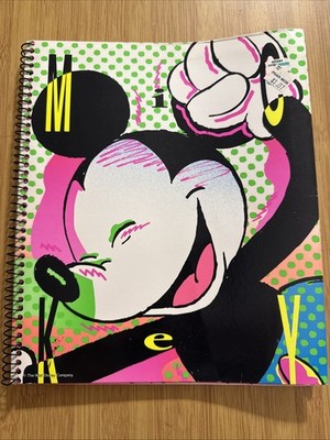 VINTAGE 90s 1992 Mead ELECTRIC MOUSE Disney Notebook Mickey Spiral Organizer B2