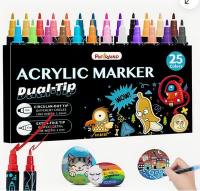 25 Colours Acrylic Pens Marker Set Acrylic Stone Glass Ceramic 1-5mm Craft Art