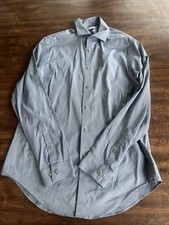 Calvin Klein Steel Slim Fit Stretch Work Dress Shirt Blue 16 34/35 96 Cotton