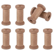 8Pcs Wooden Spools of Crafts, 1.57In Empty Thread Bobbins, Brown