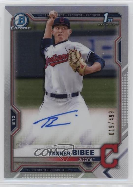 2021 Bowman Draft Chrome Pick Refractor 19/499 Tanner Bibee #CDA-TBI Auto 16zo