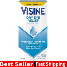 Dry Eye Relief Lubricant Drops - 2 Pack, 0.5 Fl Oz Per Bottle for Comfort