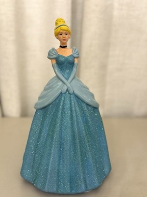 Walt Disney Cinderella Princess Figural Coin Bank 10.5'' Blue Glitter Dress Decor