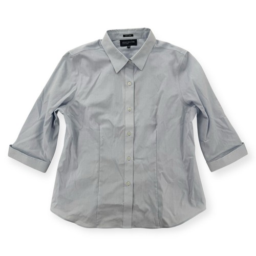 Jones New York Easy Care Shirt Womens XL 3/4 Sleeve Button Up Blue Cotton NWT