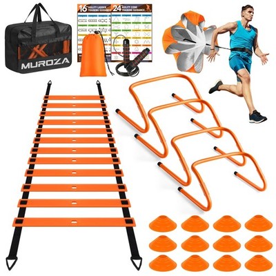 MUROZA Agility Ladder, Speed Training Equipment Set, 20ft Orange
