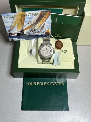 ROLEX ♛ YACHT-MASTER Platinum Dial & Bezel 16622 40 mm Box, Manual & Tags ~Minty