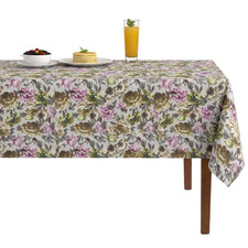 Gold/Lilac Floral Digital Print Wedding Tablecloth Spring Garden Dining Cover