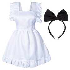 Adult Classic Fancy Cute White Retro Frilly Adorable Maid Waitress Aprons Vin...