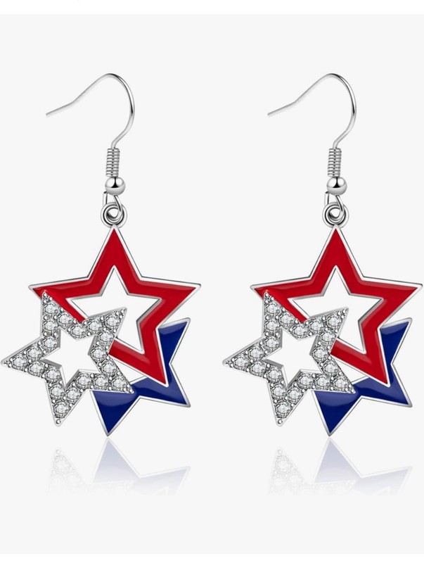 pointed Star Earrings Dangle Earrings for Women Independence Day Gifts