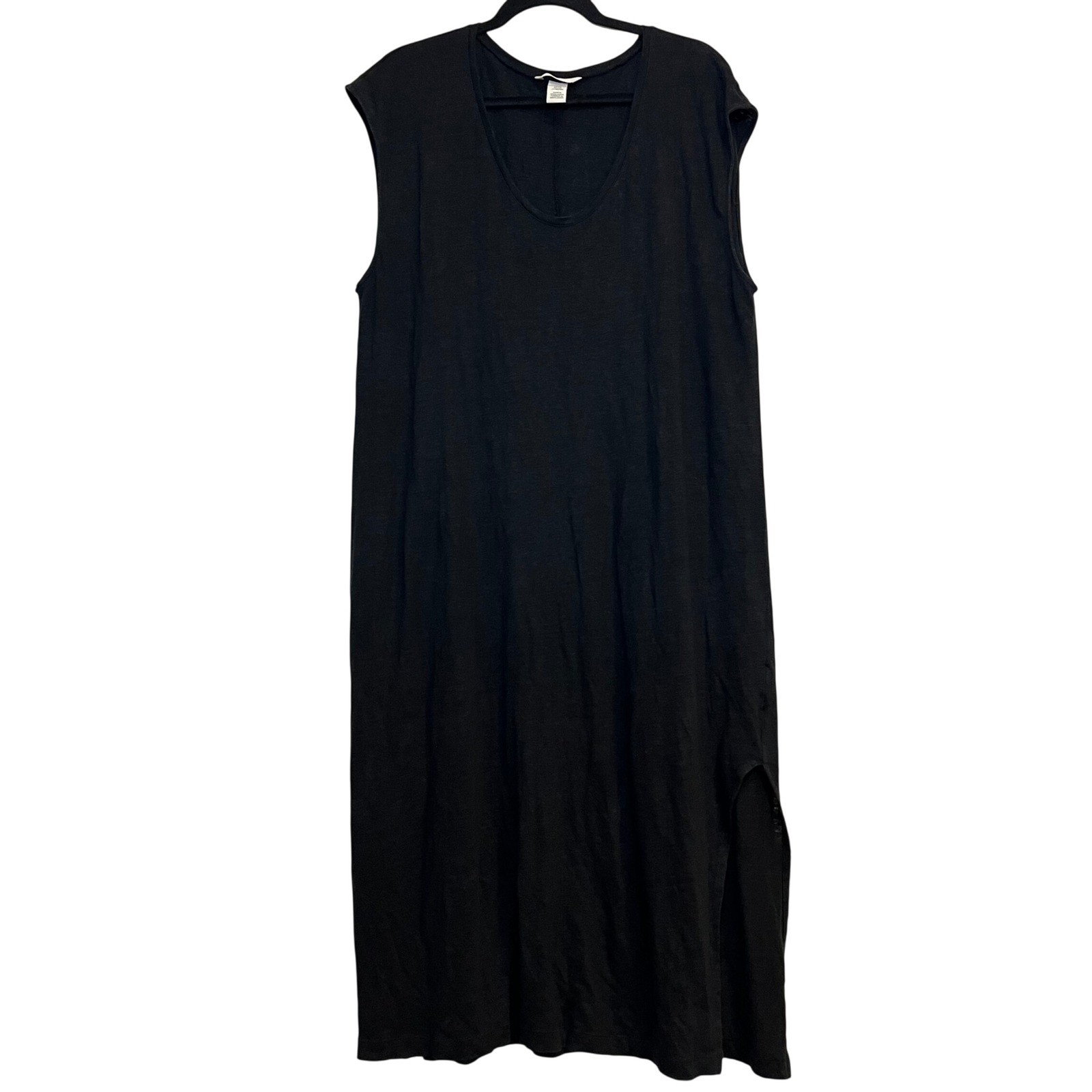 H&M Maxi Dress 100% Linen Flax Black XXL 2XL Basic Beach Lagenlook Classic