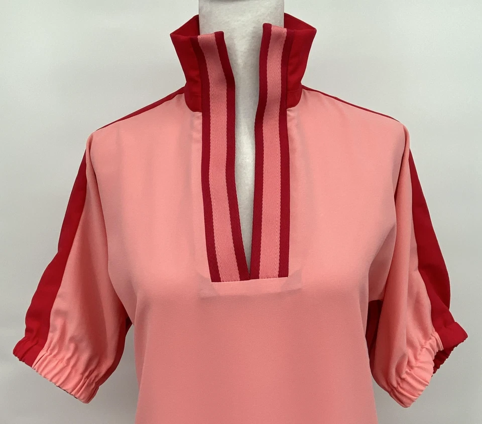 Vestido Emily McCarthy Mujer XXS Rosa Rojo Bloques de Color Rayas Gran Tamaño Maxi Caftán Foto 2 de 4