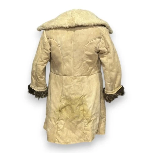 Soviet Army Sheepskin Shearling Coat Heavy Winter Fur Bekesha Jacket Beige L image 9
